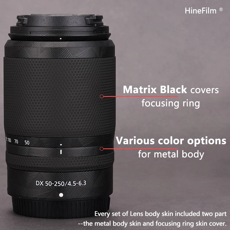 Hinefilm Skin for Nikkor 50-250 Lens Decal Skins for Nikon Z DX 50-250mm f/4.5-6.3 VR Lens Stickers 50 250 Wrap Cover Film