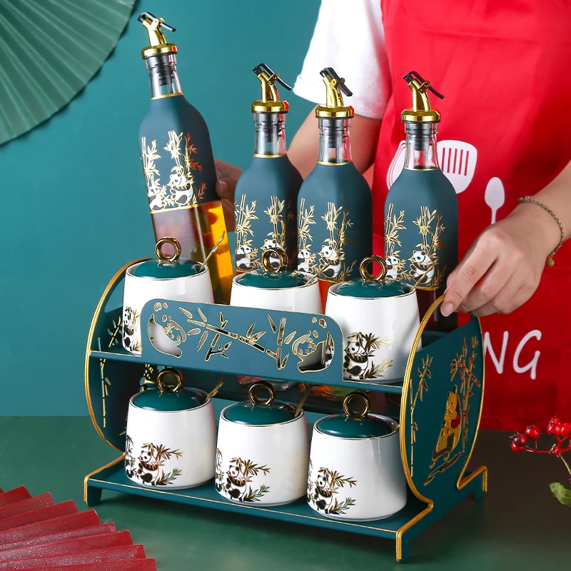 

Ceramic Spice Jars Set Salt and Pepper Shakers Oil Bottle Sugar Container Sauce Spice Organizer Salero Cocina Kitchen Gadget Set