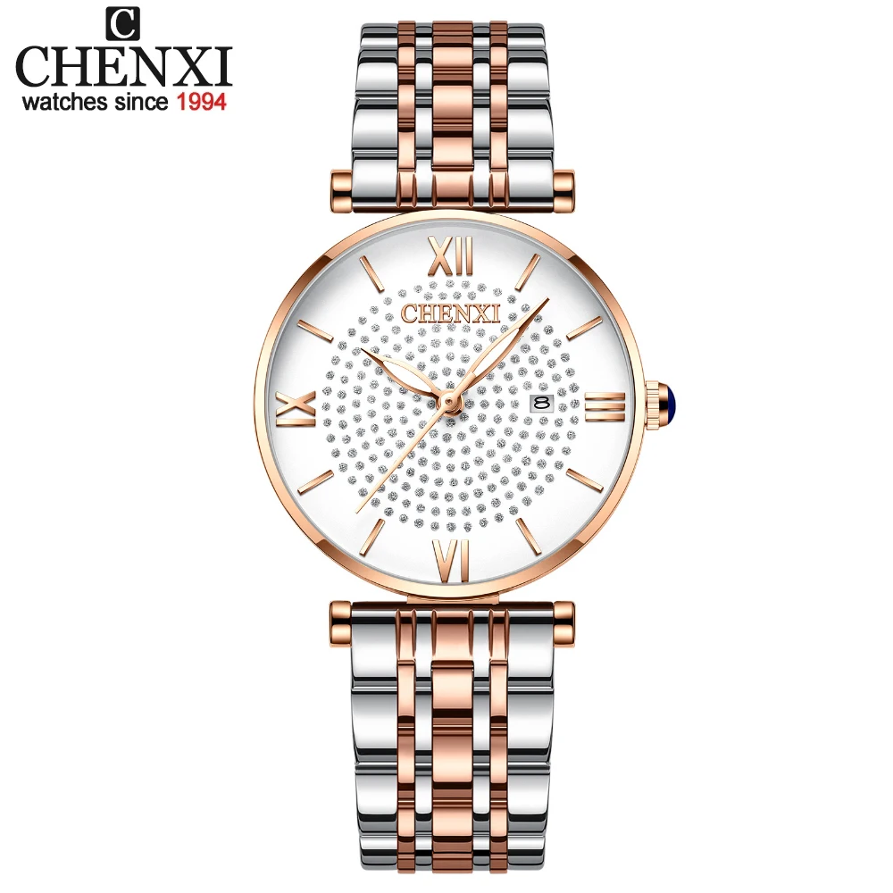 

CHENXI New Women Fashion Watches Top Luxury Brand Waterproof Rose Golden Ladies Quartz WristWatch Calendar Clock