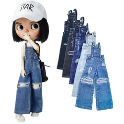 Blyth Doll Clothes Jeans Coat Ripped Strap Jeans Pnats for Ob24 Ob22 Azone Dolls Fashion Outfit