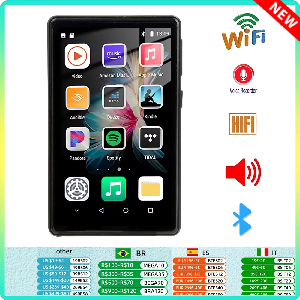 WiFi MP3 Player Bluetooth 5.0 MP4 MP5 Player 4.0