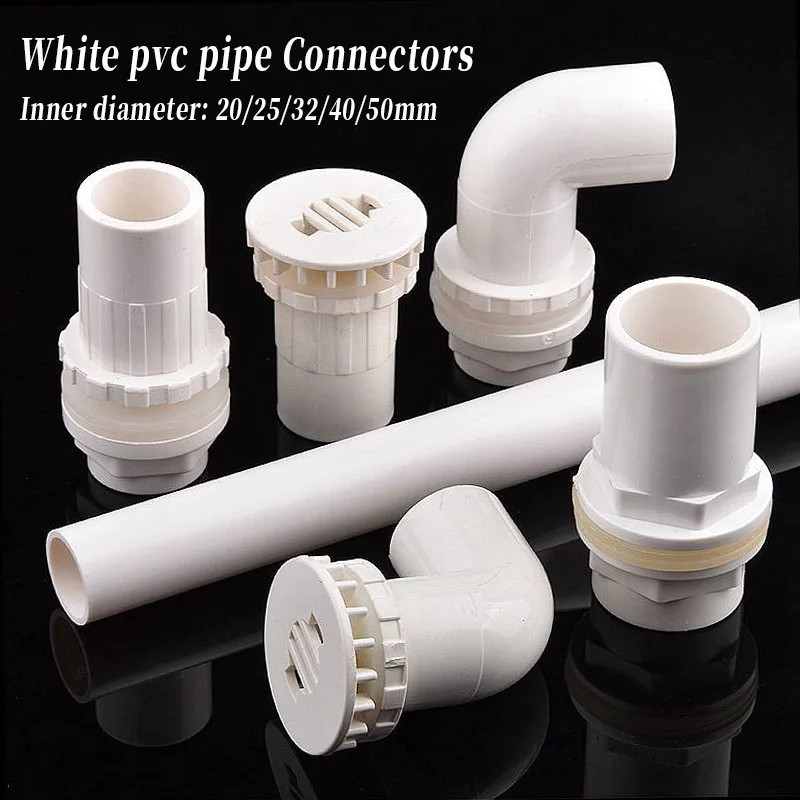 20~50mm White PVC Pipe Direct 90° Elbow Connectors Thicken Aquarium Overflow Joints Garden Irrigation Inlet Outlet Drain Fitting