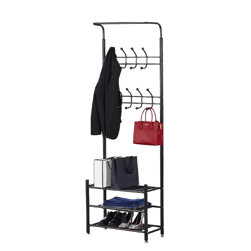 ##Integrated Metal Coat Rack & Shoe Rack Floor-Standing Storage For Home Furniture Living Room & Hallway Modern Minimalist Desig