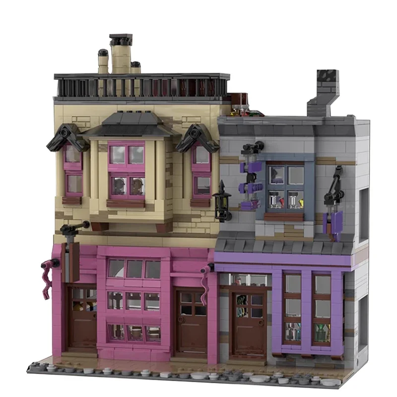 Bricklink City House MOC Magic Movie Diagon Alley Sweet Shop Apothecary Shop and Magical Menagerie Set Building Blocks Toys Gift