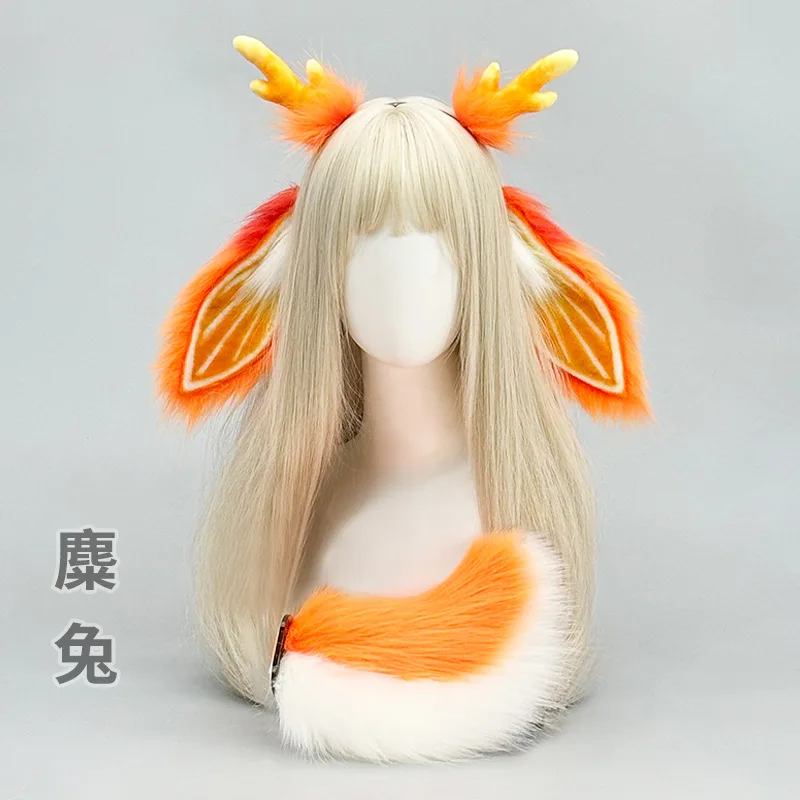 

Lolita Orange Elk horn Headbands Halloween Christmas Cosplay Hair Hoops Hairband Accessories Anime Exhibition Costumes Headdress