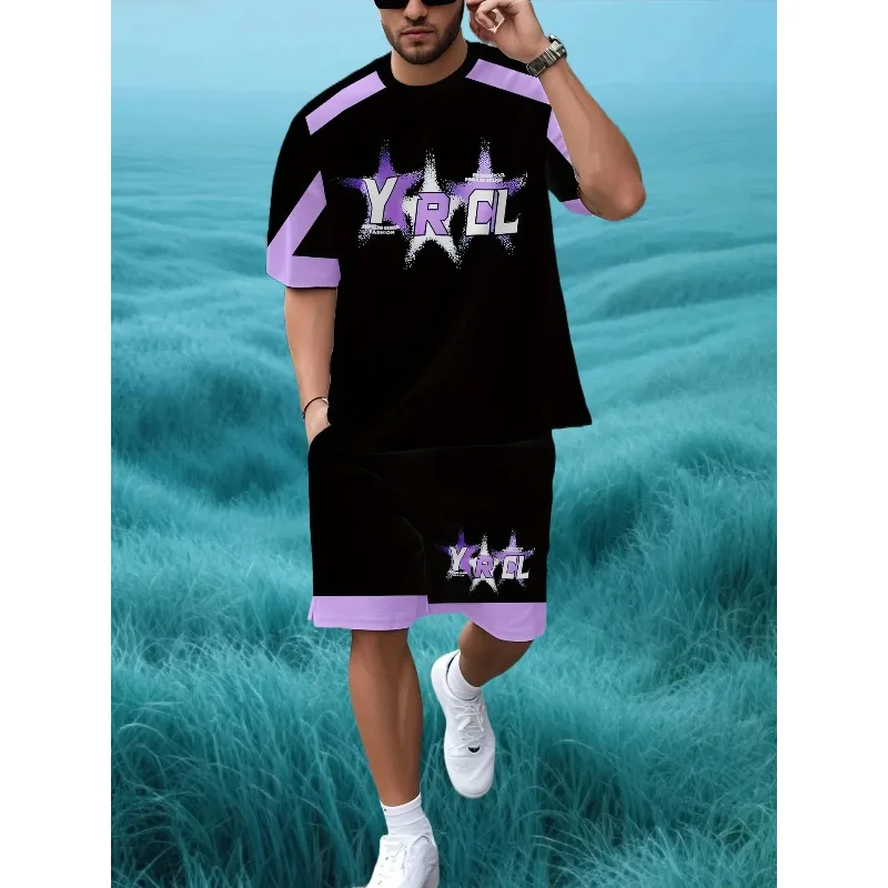 

The Latest Popular Summer 3D Vacation Hip-hop T-shirt Shorts Set for 2025 Fashionable Street Men's Polyester Fiber Top