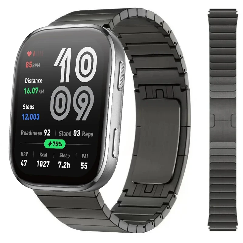 

Металлический ремешок 22 мм для умных часов Amazfit Bip 6, официальный сайт 46 мм, браслет из нержавеющей стали, ремешок Amazfit Bip6, аксессуары