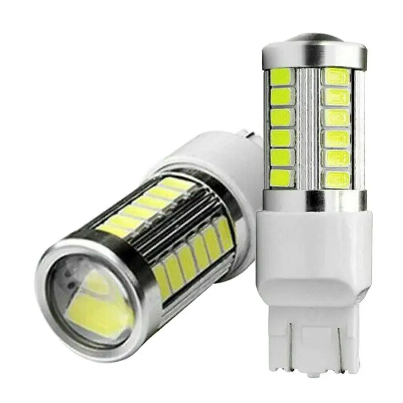 

2X T20 7443 582 W21W BRIGHT WHITE 33 LED SMD REVERSE DRL LIGHT BULBS 6000K WEDGE 7443 BASE