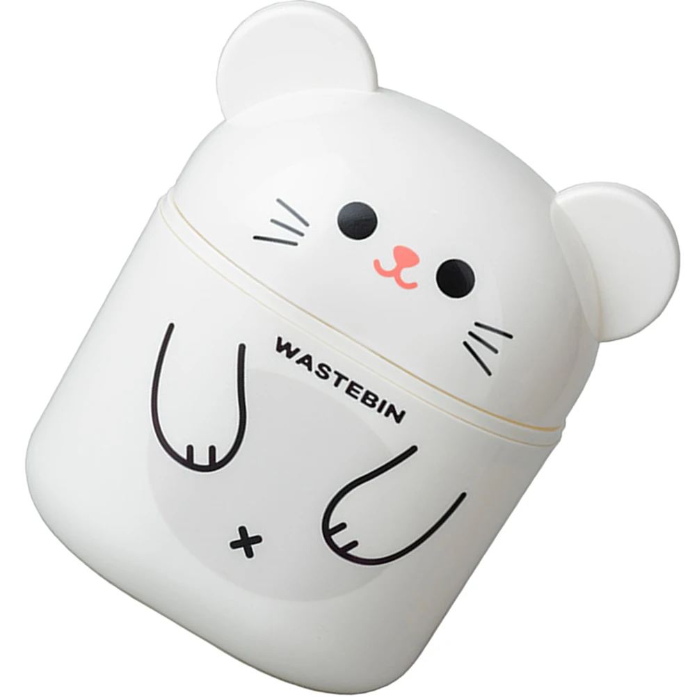 

Small Trash Cans Desktop Plastic Office Garbage Cute Tiny Trashcan White Kawaii