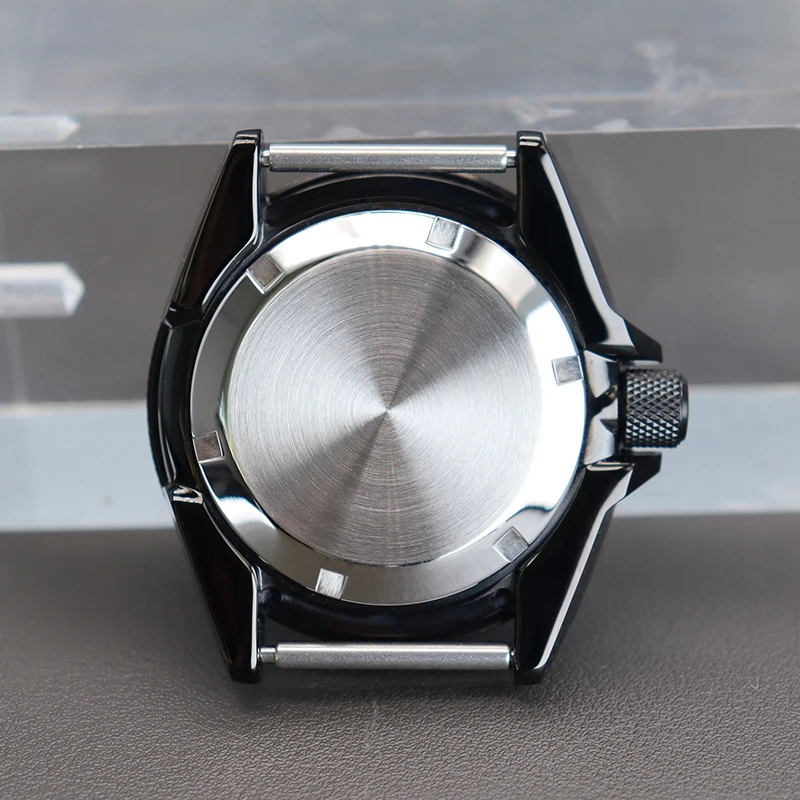 Black 43.80mm Modified Samurai Watch Case 316L Stainless Steel 10ATM Waterproof For Seiko NH34 NH35 NH36 Movement 28.5mm Dial