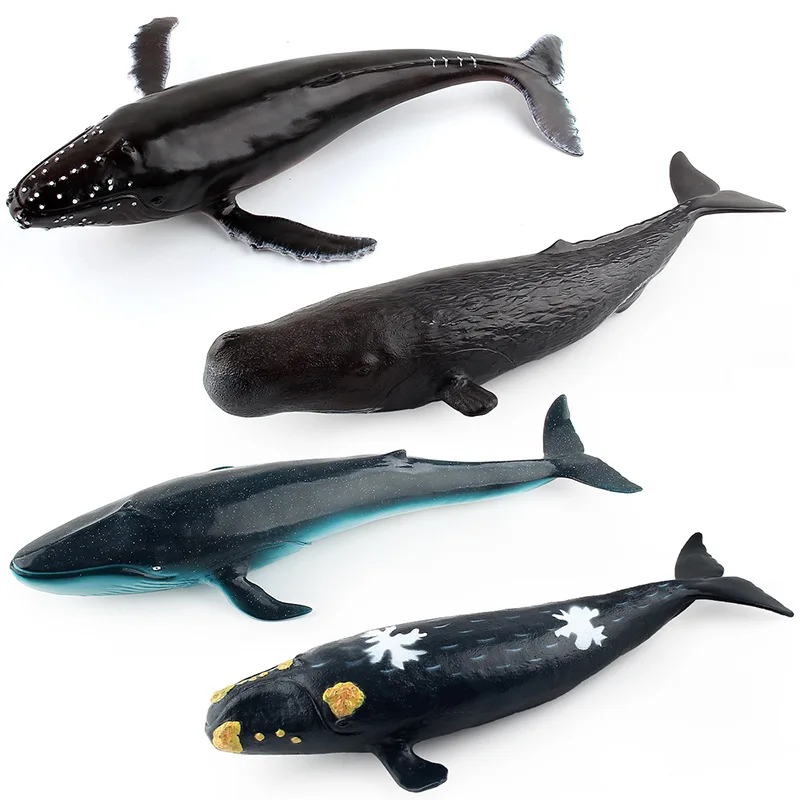 Simulation Marine Animal Model Simulation Soft Rubber Cotton Filled Toys Blue Whale Sperm Whale Shark Animal Ornaments Kids Gift