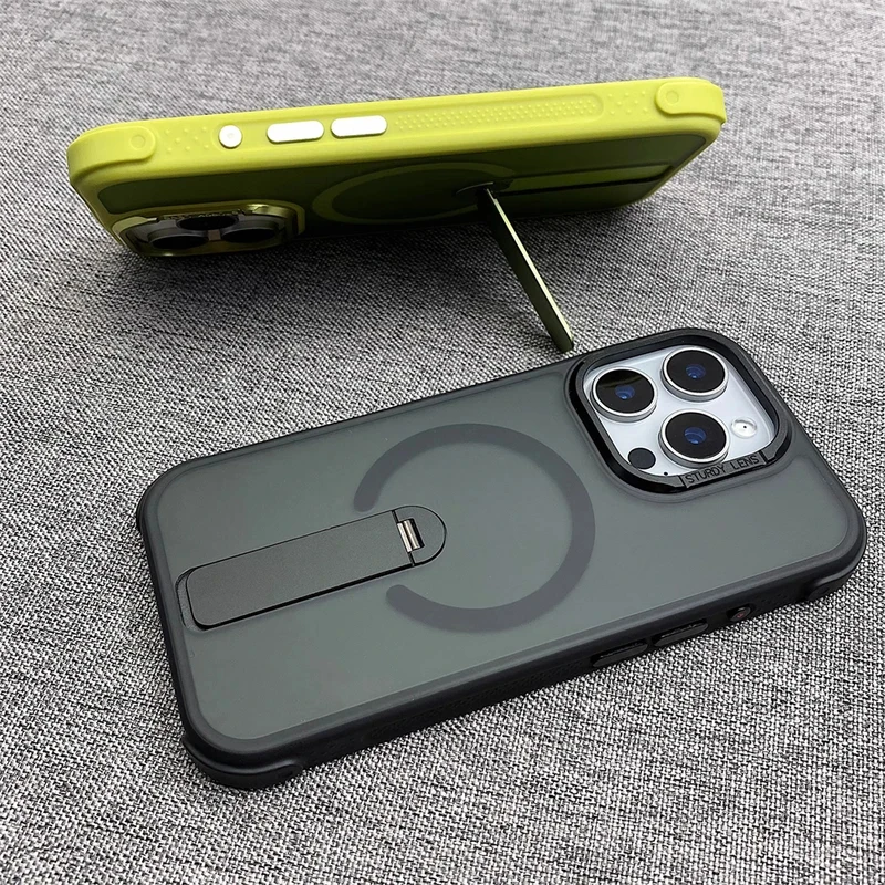 

Rotatable Holder Shockproof Magnetic Case for iPhone 17 16 Pro Max 15 14 13 12 For Magsafe Matte Anti-Drop Bumper Cover Shell