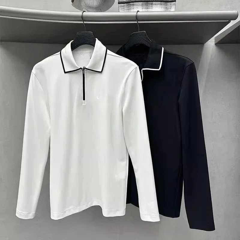 Golf men's long-sleeved POLO shirt autumn new polyester loose silhouette functional quick-drying sports top