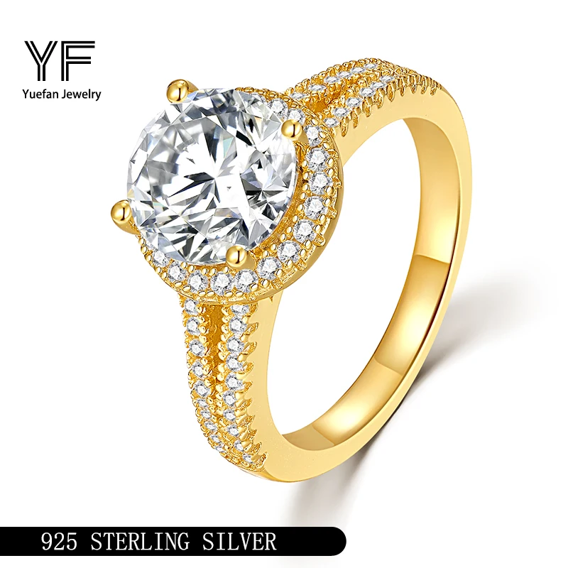 

S925 Серебряное кольцо с муассанитом 2CT в стиле хип-хоп, гальваническое 18-каратное золото, сертификат GRA, изысканное модное легкое кольцо с роскошным дизайном