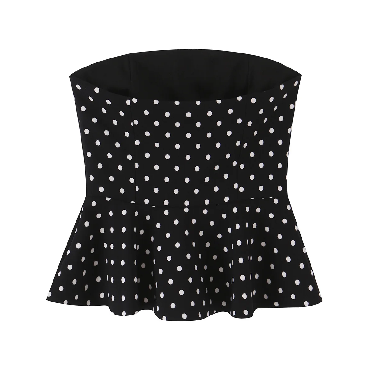 Damenmode Polka Dots Weste Sexy Elegant Ärmellos Rückenfrei Trägerloses Top mit Falten am Saum Sommer Freizeit Tanktop – Detail 9