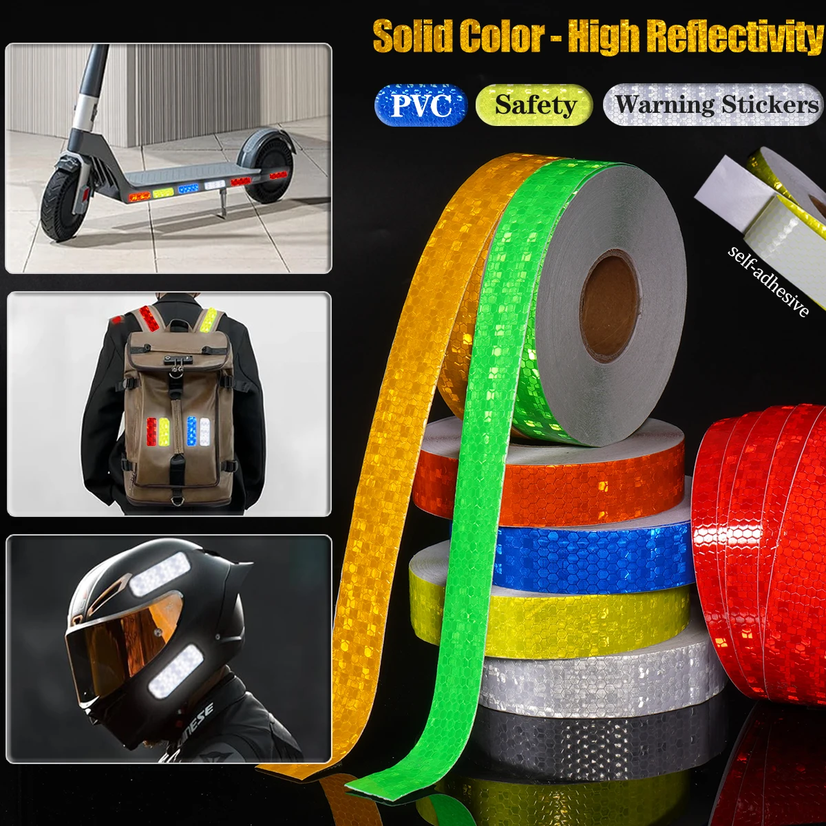 Reflective Sticker Outdoor Waterproof High Reflective Signs Warn Tape Bicycle Cloth Construction Site Safety Decoration 2.5cm