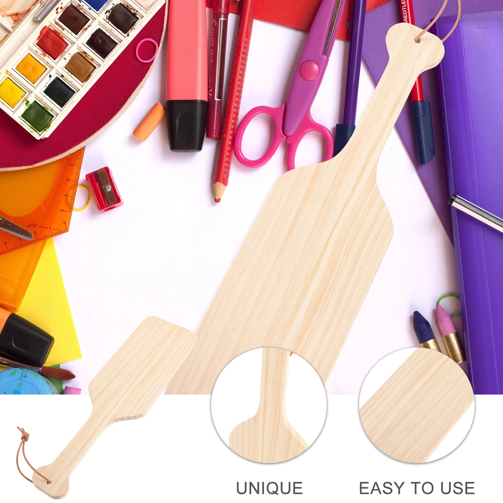 

Unfinished Wooden Paddle Hangings DIY Crafts for Family Kids Teachers Adorable Styles Realistic Design Wood Shapes for Crafts