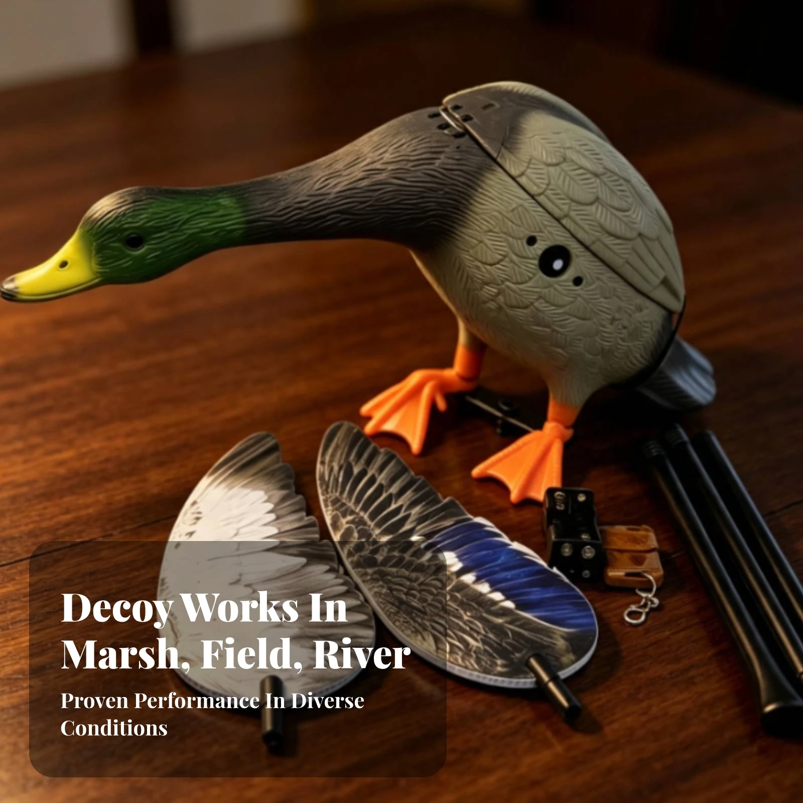 Duck Decoy with Wireless Control Realistic Rotating Wing Decoy Crack-Resistant Compact for Waterfowlers, Hunting, Field Displays view 6