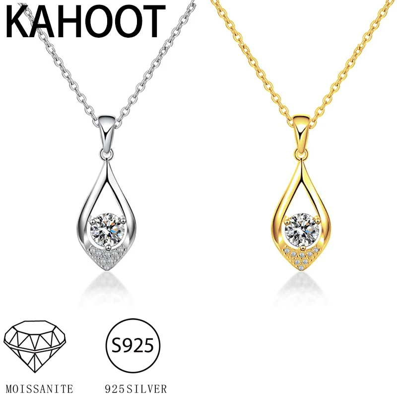 s925 Sterling Silver Moissanite 1 Carat Water Drop Necklace Clavicle Chain Fashion Trend Design Light Luxury Senior Ladies