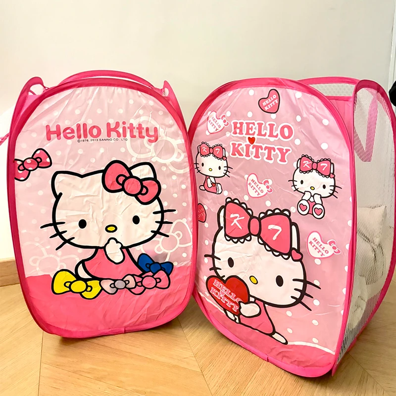 Sanrio-cesto plegable para ropa sucia, cesta para la colada de Hello Kitty, bonita cesta para ropa para el hogar, caja de almacenamiento de ropa