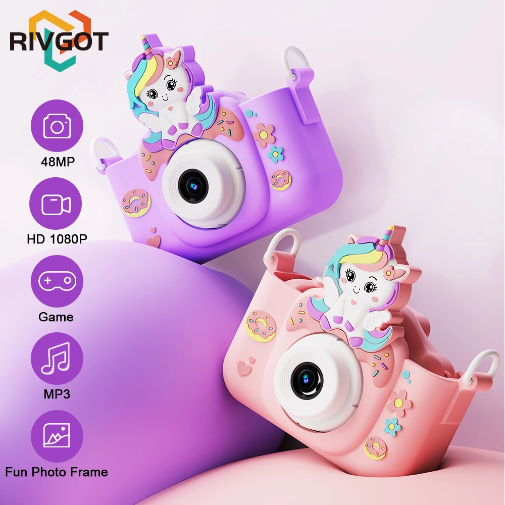 48MP Kinderkamera für Mädchen 3-12 Video-Selfie-Kamera Geburtstagsgeschenk für Kleinkinder HD-Digitalkamera Spielzeug für Kinder mit 32GB SD-Karte