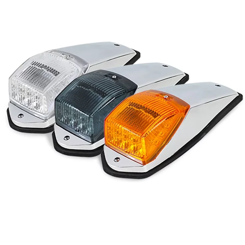 5PCS Truck Cab Marker Proof Light 17LED Ultra bright Top Roof Running Lights Trailer LED Roof Cab Markers Chrome Base