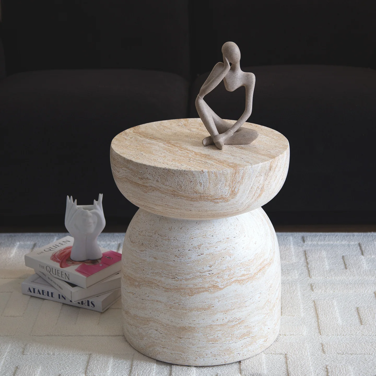 

Nordic Creative Imitation Travertine Small Coffee Table B & B Hotel Art Sofa Side Balcony Cafe Niche Small Round Table