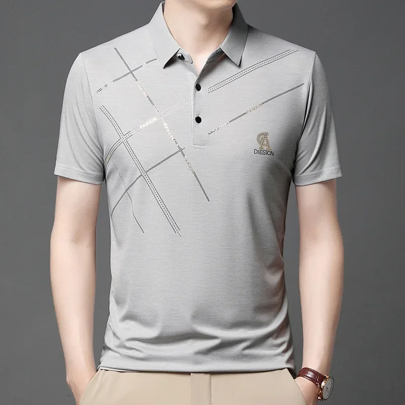 Men's POLO Shirt Summer Short-sleeved T-shirt Lapel Men's Printed Casual Fashion Top