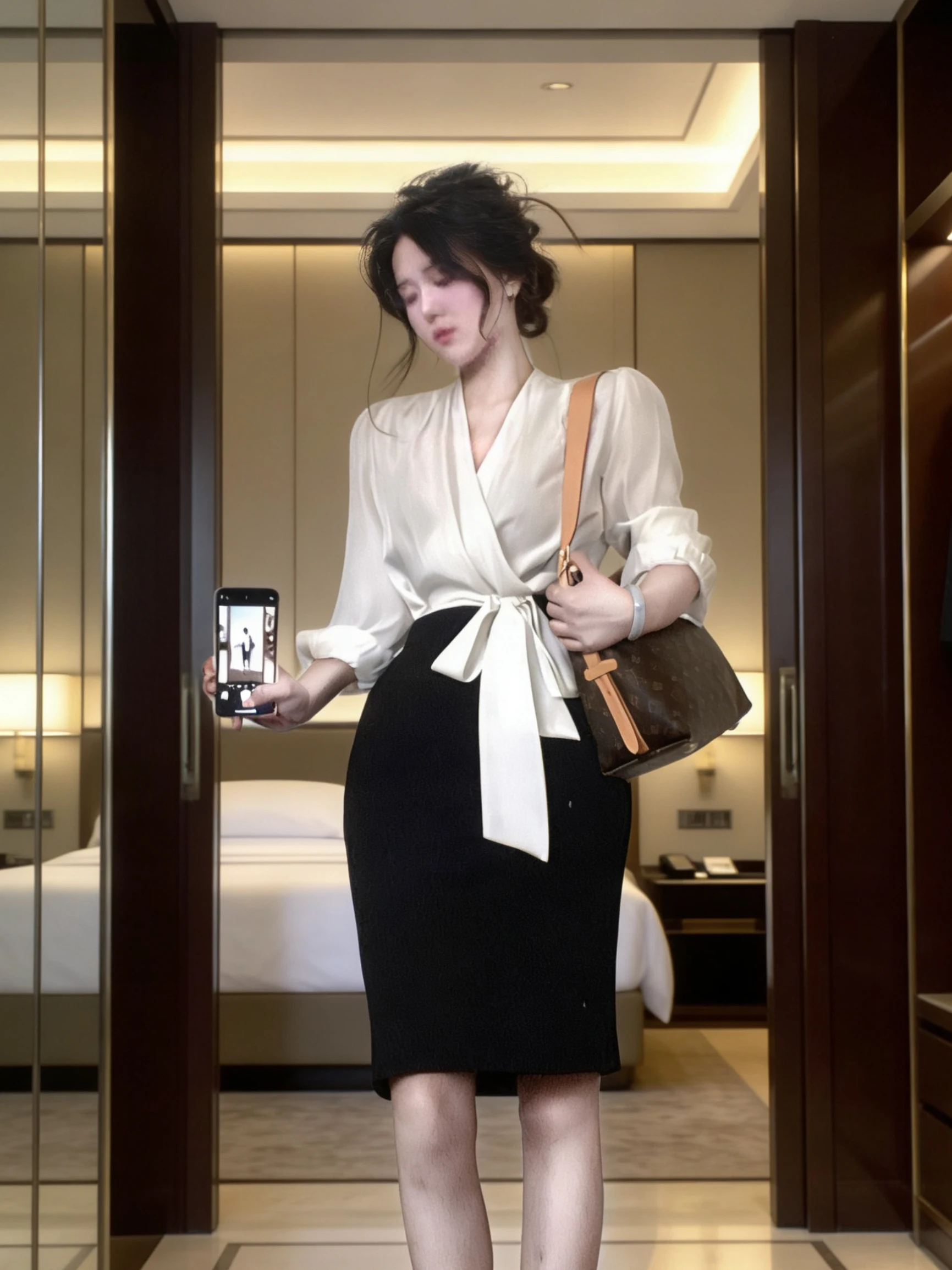 

WananLili Women's Loose Fit Long Sleeve Pure Color Shirt with Tie Spring New Style Versatile Casual Business Office Wear