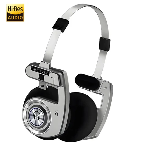 Cuffie Bluetooth wireless retrò con microfono stereo Cuffie pieghevoli con cancellazione del rumore audio HIFI per musica e giochi