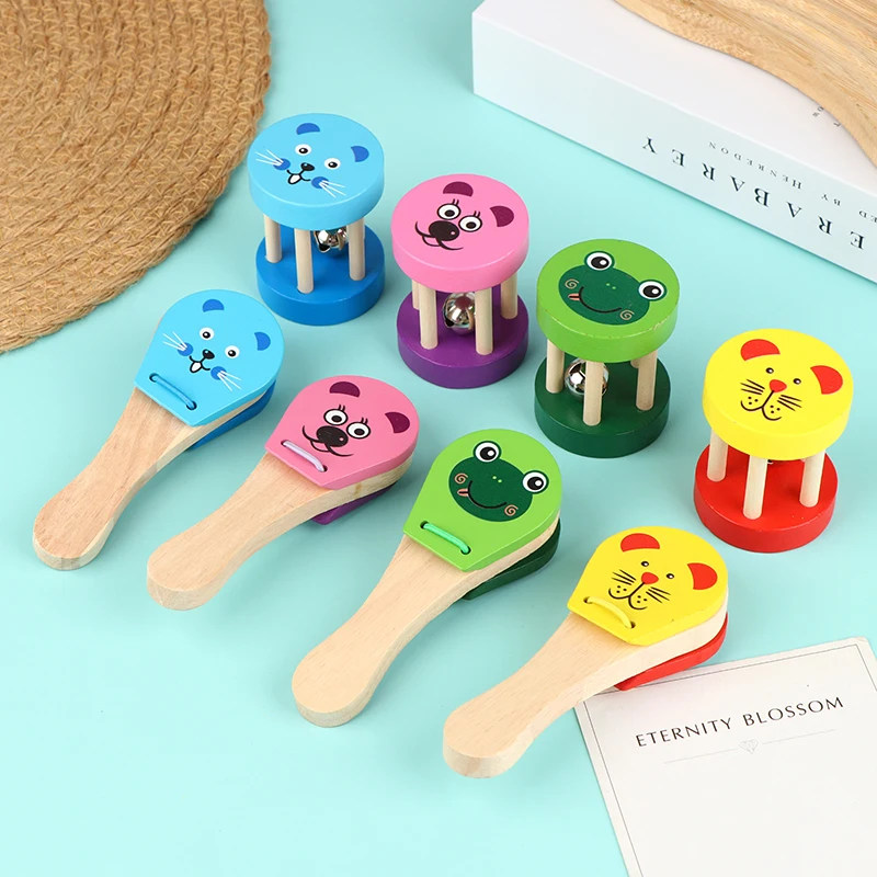 Kids Cartoon Wooden Castanets - Musical Instrument Clapper recension och pris