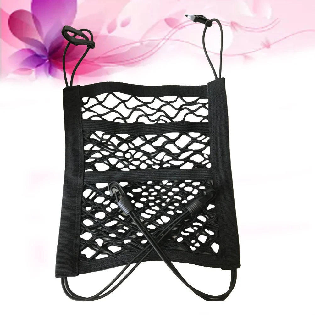 Organizador de red para asiento de coche de 3 capas, barrera de malla resistente negra, tapón para perturbar el asiento trasero, soporte de almacenamiento para coches, Suvs y camiones