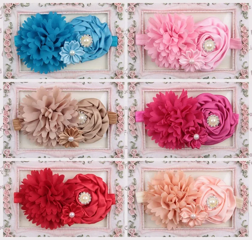 1PCS Flowers Baby Headbands Vintage Newborn Girls Peony Rose Flower Headband Birthday Decoration Photo Shoot Props