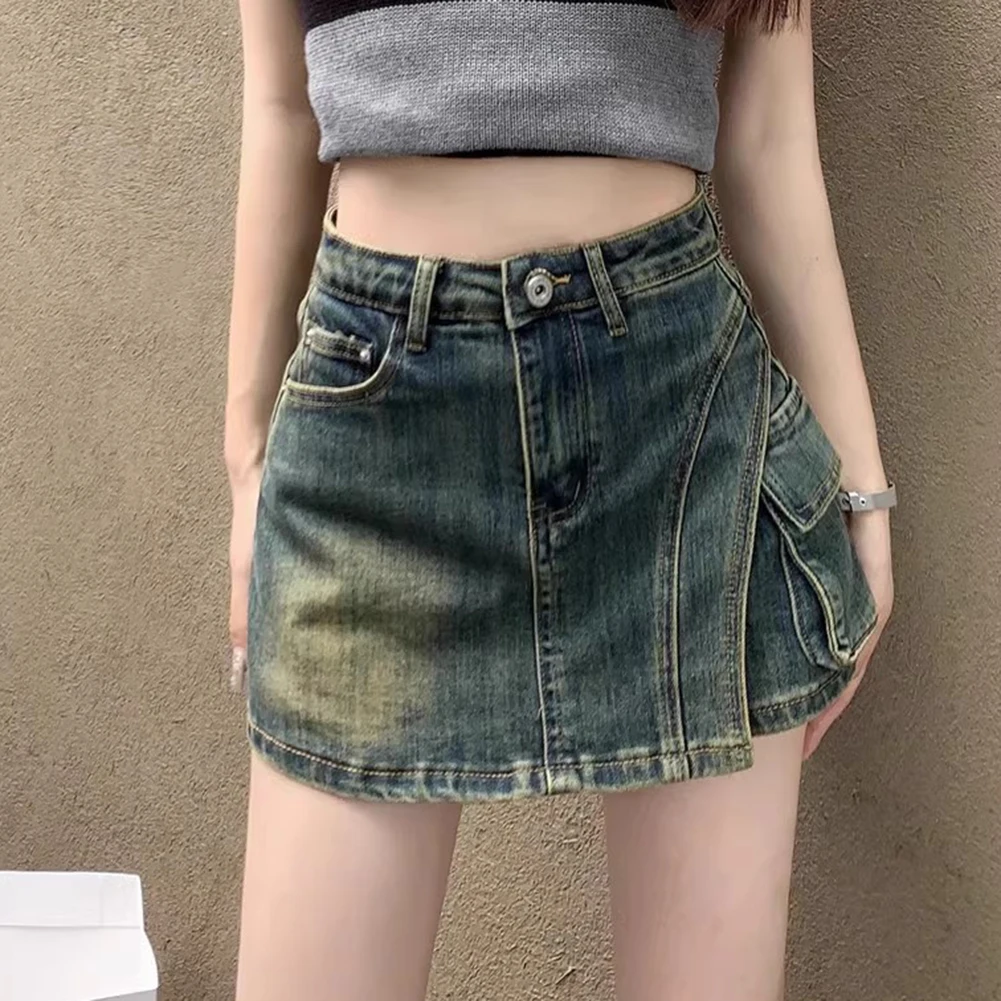 Anti Exposure Shorts Skirt Casual Shorts A-line Skirt Slightly Elastic Fabric Solid Color Design Anti-exposure Feature
