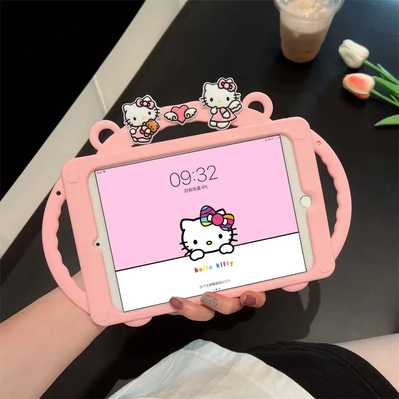 Sanrio Hello Kitty Case For iPad 5th 6th Gen Cover 10th Pro 11 2020 2021 Mini 6 5 4 10.5 Air 2 3 4 Silicone Case with Handle