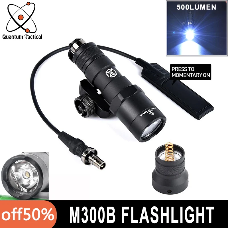 

Tactical M300B MINI Flashlight M300 Outdoor Airsoft Hunting Scout Light Wadsn m300b White LED Light Spotlight Fit 20MM Rail