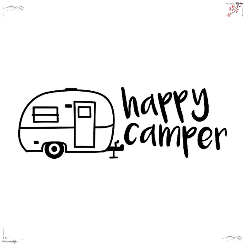 

Exterior Accessories Vinyl Car Window DECAL - HAPPY PLACE Camper - Outdoor Fire Smores Sticker Fun 19X6.7CM