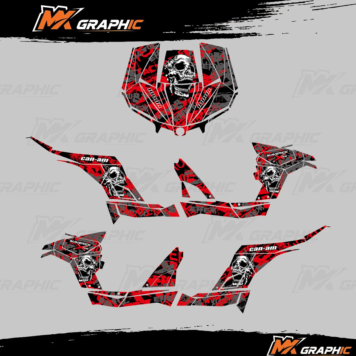 

MXGRAPHIC For Cam Am MAVERICK MAX RS XRS DPS 1000R 4 door UTV Skull Sticker Decals