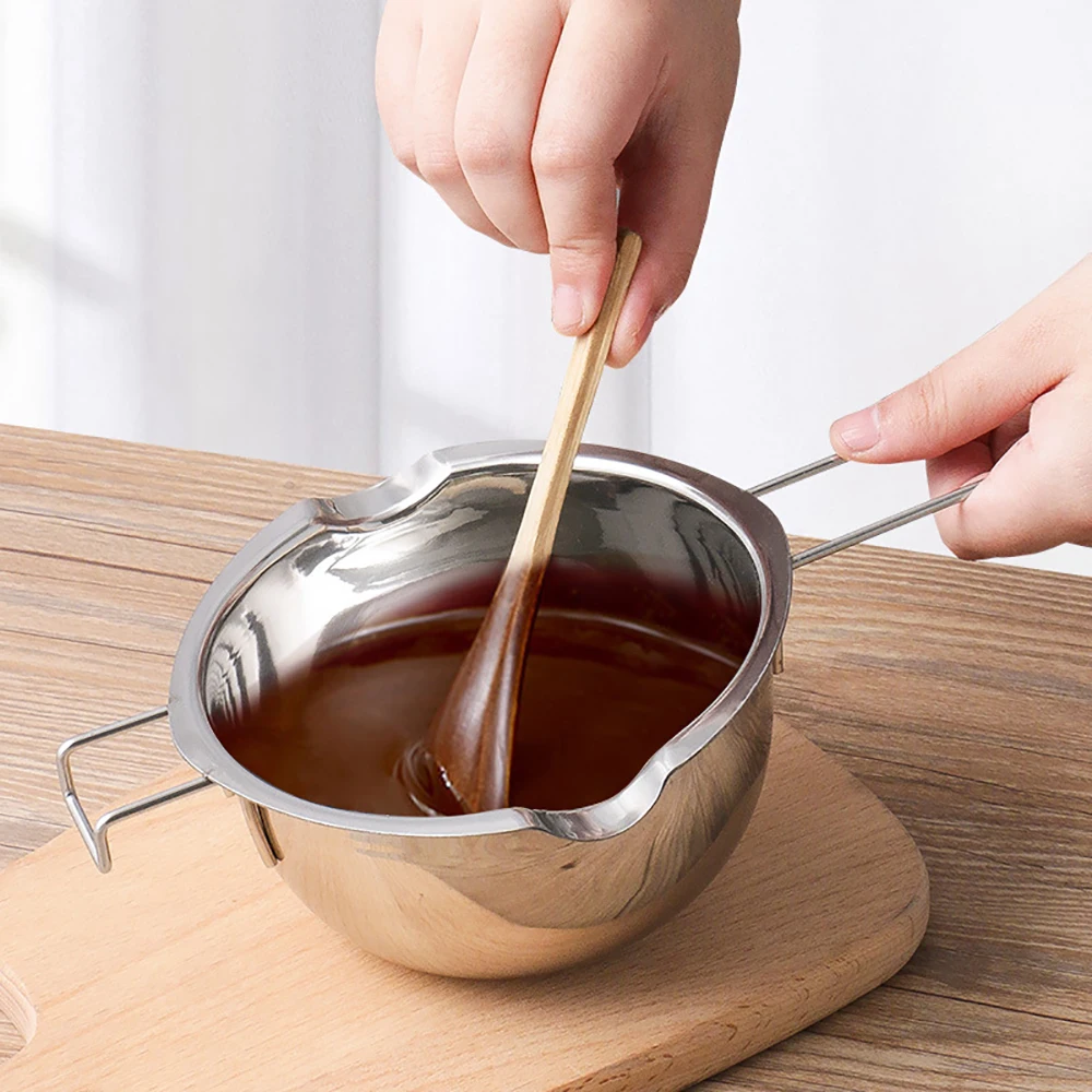 Long Handle Kitchen Chocolate Butter Melting Pot Stainless Steel Candle Soap Melting Non-stick Tool Kitchen DIY Accessories