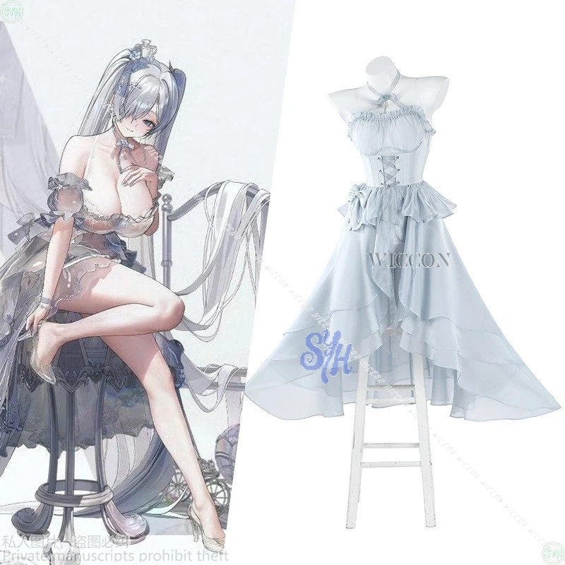 

GODDESS OF VICTORY: NIKKE Xinderela Cosplay Anime Costume Princess Gray Off-the-shoulder Evening Gown Lolita Halloween