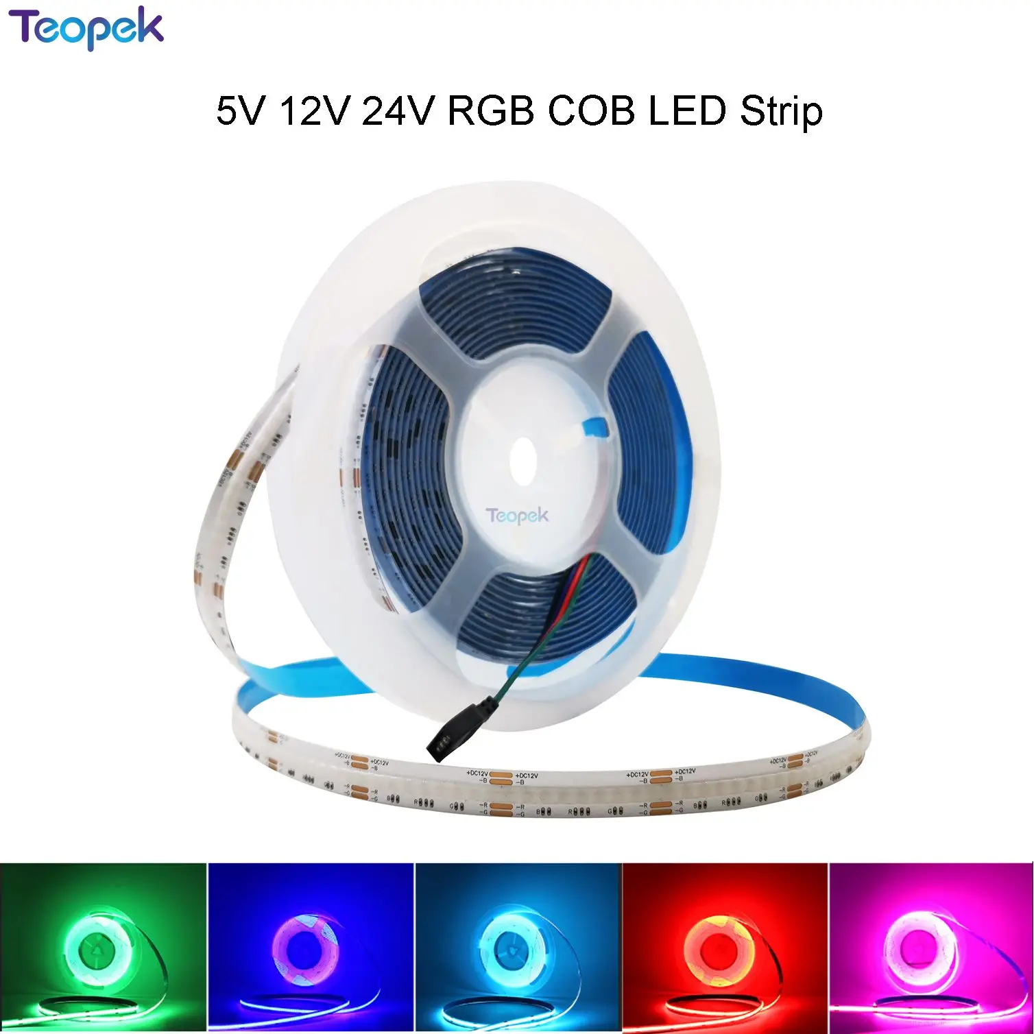 

RGB COB LED Strip 5V 12V 24V 576LED 768LED 840LED High Density Linear Lighting Flexible Tape Lamp For Home Decoration 5m