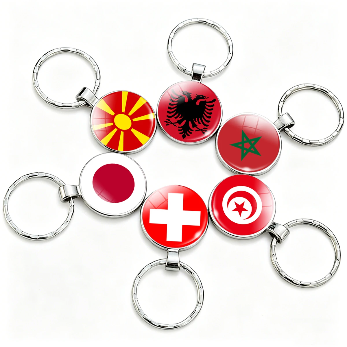 Llavero de Cristal con Bandera de Moda que Brilla en la Oscuridad, Bandera de Albania, Túnez, Somalia, Suiza, Palau, Turquía, Joyería, Regalo
