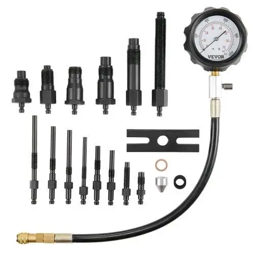 Diesel Engine Compression Tester, 18 pcs Cylinder Pressure Test Tool Kit, with 0-1000 psi Gauge and Adapters, Diesel