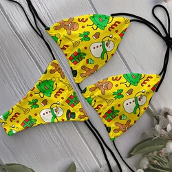 New Swimwear Ladies Bikini Set 3d Printing Cartoon Christmas Pattern Fashion Sexy Split Swimming Beach Surfing Vacation