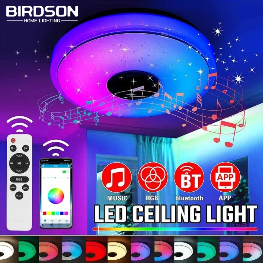 

LED Audio Ceiling Light Smart RGB Bluetooth Tuya APP Remote Control Dimming Living Room Bedroom Decor Light Music Ceiling Lamp