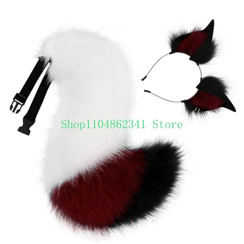

5asd Cats Costume Set with Soft Ears and Tail for Birthday Halloween Parties and Stage Performances