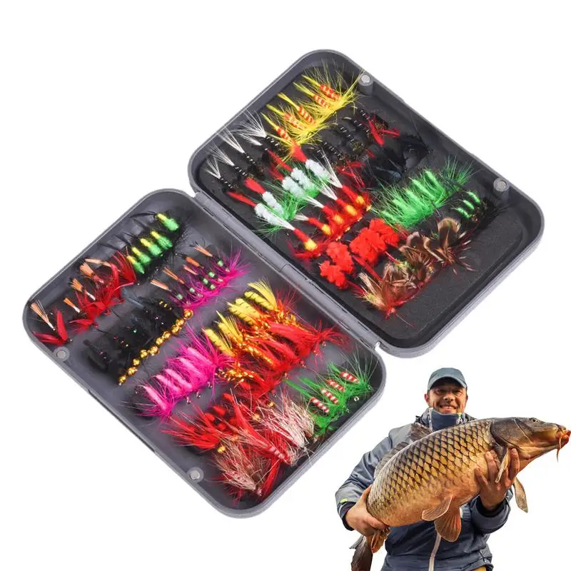 Trout Fly Fishing Kit Fishing Bait Hand-Tied Multicolor Lures Fly Fishing Supplies For Freshwater Fish Bass Flatfish Salmon