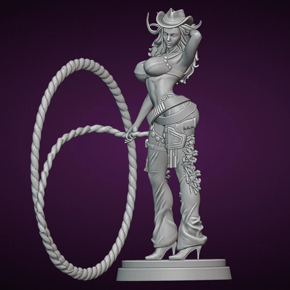 Belle-Kit de modelo de resina de vaquera Sexy, muñeca con estampado 3d, Kits de estatua de figura de resina sin montar, juguete sin pintar, juego Gk, 1/24