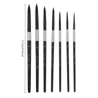 7Pcs Squirrel Hair Brush Set - Round/Pointed Tips for Gouache/H2O | Beginner Artist Kit W/Wood Handle (No Shed) 2