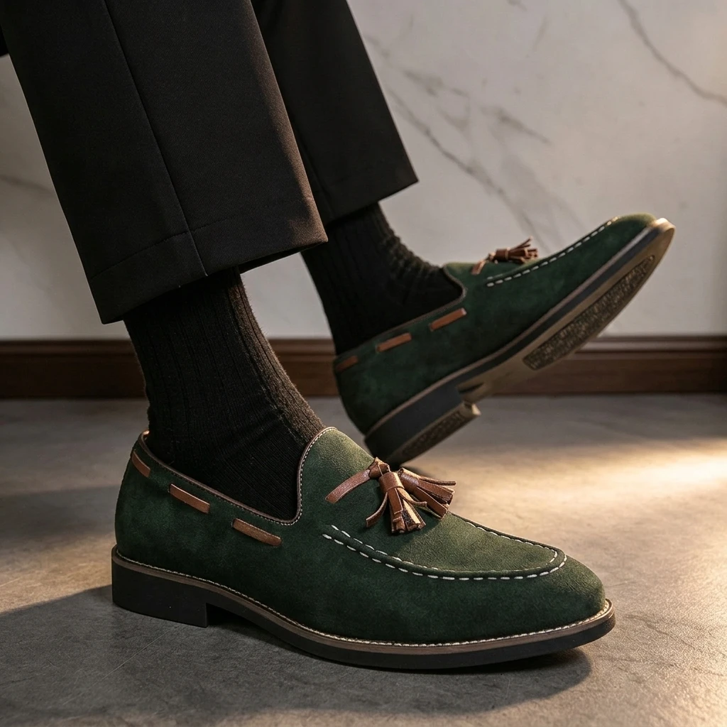 Men Fashionable Tassel Shoes Matte Leather Comfortable Business and Office Formal Shoes Handmade Banquet Social Shoes Men Shoes